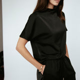 Butter Satin Batwing Top Black