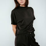 Butter Satin Batwing Top Black