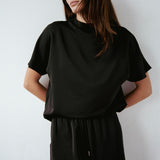 Butter Satin Batwing Top Black