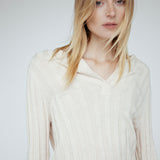 Ribbed Cashmere V Beige