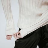 Ribbed Cashmere V Beige