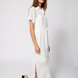 Chiffon Shirt Dress White