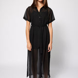 Chiffon Shirt Dress Black