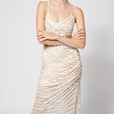 Mesh Dress Sand Palm Print