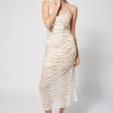 Mesh Dress Sand Palm Print