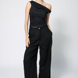 Linen Blend Trouser Black