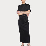 Butter Satin Batwing Top Black