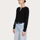 Ribbed Cashmere V Black