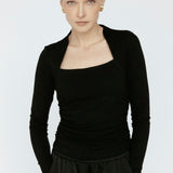Bamboo Square Neck Long Sleeve Black