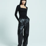 Bamboo Square Neck Long Sleeve Black
