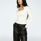 Bamboo Square Neck Long Sleeve Beige