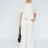 Butter satin Tee Blouse Ivory