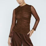 Butter Satin Wide Leg Pant Mahogany