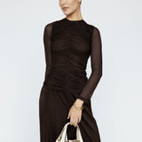 Mesh Gather Front Top Black