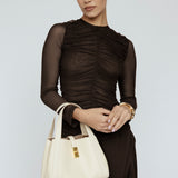 Mesh Gather Front Top Black