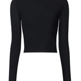 Mock-neck Long Sleeve Top Black