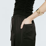 Bamboo Pleated Mockneck Tank Black