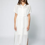 Chiffon Shirt Dress White