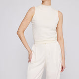 Mock-neck Tank Cream