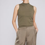 Mock-neck Tank Olive