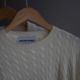 Cashmere Braided Crew Ivory