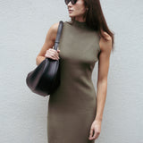 Naomi Modal Ribbed Dress Olive