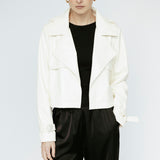 Cropped Trench Vegan Leather Ivory