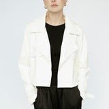 Cropped Trench Vegan Leather Ivory