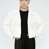 Cropped Trench Vegan Leather Ivory