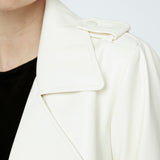 Cropped Trench Vegan Leather Ivory