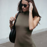 Naomi Modal Ribbed Dress Olive