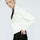 Cropped Trench Vegan Leather Ivory