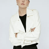 Cropped Trench Vegan Leather Ivory