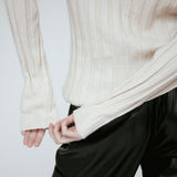 Ribbed Cashmere V Sand