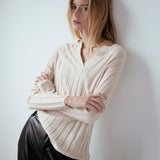 Ribbed Cashmere V Sand