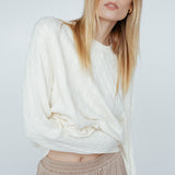 Cashmere Braided Crew Ivory