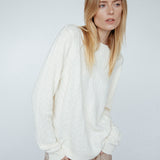 Cashmere Braided Crew Ivory