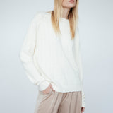 Cashmere Braided Crew Ivory