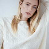 Cashmere Braided Crew Ivory