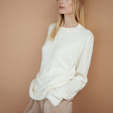 Cashmere Braided Crew Ivory