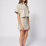 Linen Cotton Tee Jacket Taupe