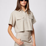 Linen Cotton Tee Jacket Taupe