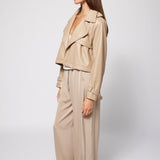 Cropped Trench Vegan Leather Mink