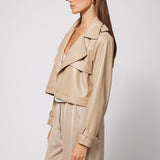 Cropped Trench Vegan Leather Mink