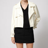 Cropped Trench Vegan Leather Ivory