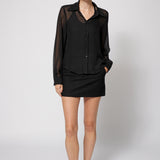 Linen Cotton Mini Skirt Black