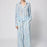 Chiffon Blouse Blue Beach Print