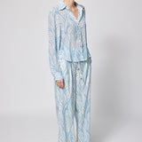 Chiffon Blouse Blue Beach Print