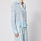 Chiffon Blouse Blue Beach Print