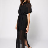 Chiffon Shirt Dress Black